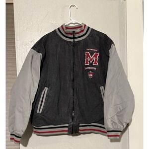 Vintage Mickey Mouse Varsity Denim Bomber Jacket 90s Jean L See Description